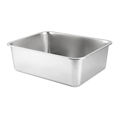 Folpus Große Katzentoilette Edelstahl, 45×35×10 cm, Edelstahl-Katzentoilette, Katzentoilette aus Metall, Keine Gerüche, Fleckenfreie Katzentoilette für Kätzchen Kaninchen kleine Haustiere von Folpus