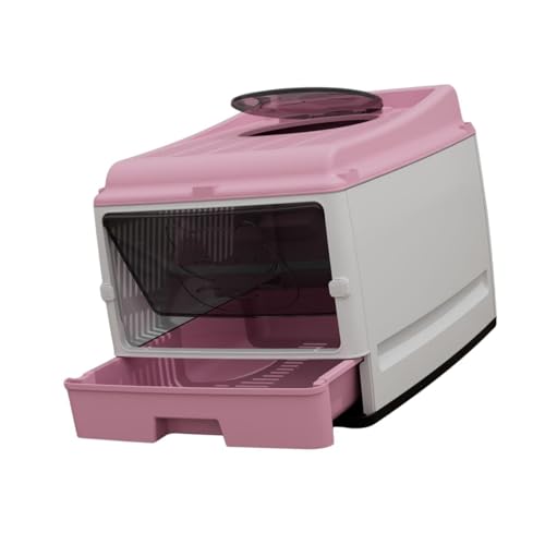 Folpus Katzenstrauder Katze vollständig geschlossener spritzsicherer Katzen -Bettpfanne für Innenkatzen Sandkasten Katzenstrauder Katze Toilette Kitty, Rosa von Folpus