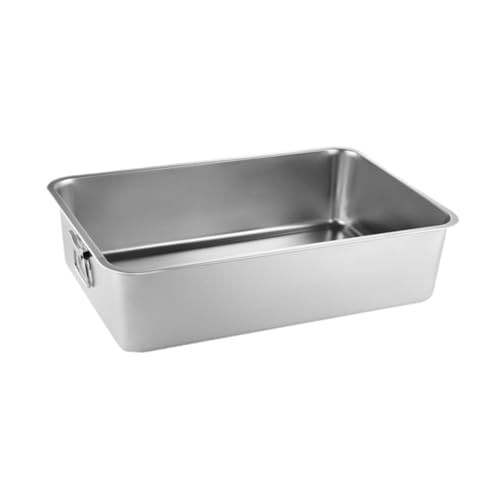 Folpus Katzenklo Edelstahl Katzentoilette Groß, Oben offen, ohne Deckel, Katzentoiletten aus Metall, Niemals Gerüche, Katzentoilette für Kätzchen Kaninchen kleine Haustiere, 40×30×10 cm mit Griff von Folpus