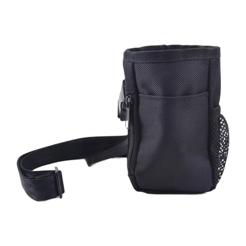 Folpus Leckerli-Tasche für Hunde, Trainings-Hüfttasche für Hundewelpen, Kordelzug, Haustier-Welpentasche, tragbare Futter-Snack-Tasche für Reisen, Schwarz von Folpus