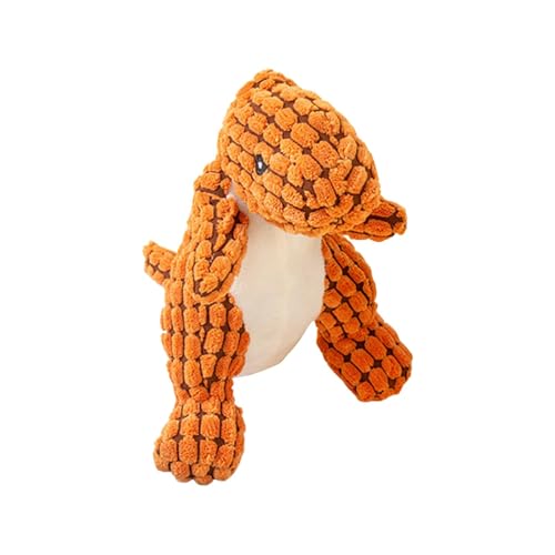 Folpus Quietschspielzeug für Hunde, Dinosaurier Puppe, Quietschendes Hundespielzeug, Hohe Flexibilität, Plüsch, Hunde, Kauspielzeug, Haustier, Stofftier, Sch, Orange von Folpus