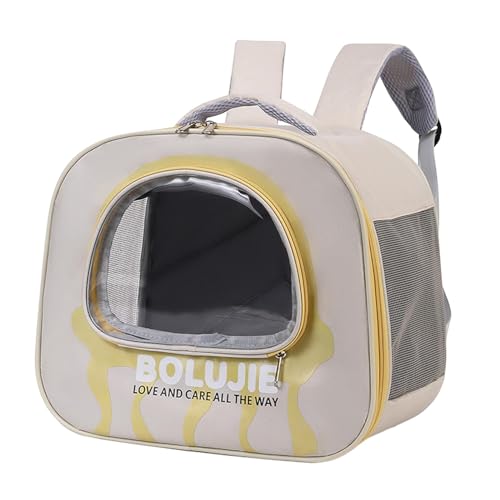 Folpus Tragetasche für Katzen und Hunde, Reisetasche mit transparentem Fenster, praktisch mit verstellbarem Schultergurt, einzigartiger Tragerucksack für, Gelb von Folpus