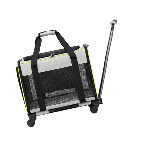 Folpus Transportbox für Haustiere mit Rädern, für Katzen und Hunde, tragbar, belüftet, atmungsaktiv, Reisetasche für Haustiere, Trolley für Kätzchen, GRAU von Folpus