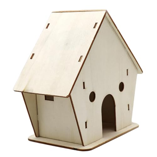 Folpus Unvollendetes DIY-Vogelhaus aus Holz, Vogelkäfig, Hängenest, unmontierter Vogelkäfig für die Innenhofdekoration, 15 cm x 16 cm x 9.5 cm von Folpus