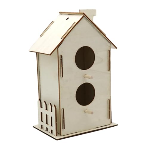 Folpus Unvollendetes DIY-Vogelhaus aus Holz, Vogelkäfig, Hängenest, unmontierter Vogelkäfig für die Innenhofdekoration, 19cmx12cmx8cm von Folpus