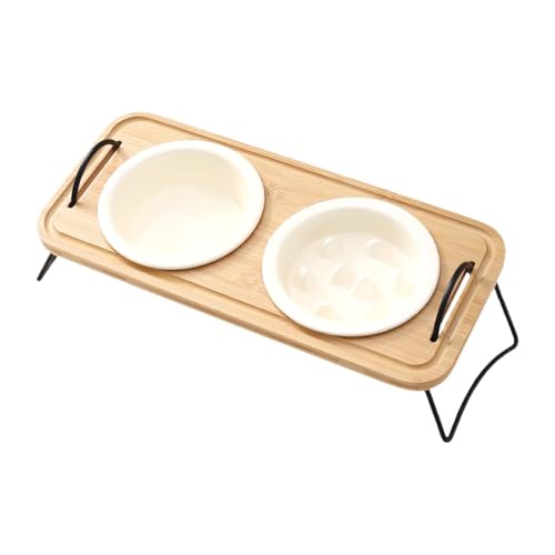 Fonowx Erhöhtes Hundenapf Set Aus mit Ständer, Slow Food für Katzen Und Welpen, Beige Fonowx Erhöhtes Hundenapf Set Aus mit Ständer, Slow Food für Katzen Und Welpen, Beige von Fonowx