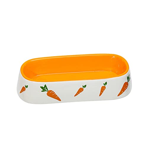 Fonowx Futternapf Kaninchen Keramik Groß, Keramiknapf Hamster, Anti-Biss Keramik Futterschalen, Rabbit Feeder Bowl für Chinchilla, Igel, Welpen, Kätzchen, Rennmäuse, Frettchen, 19 cm x 8,3 cm x 4,2 cm von Fonowx