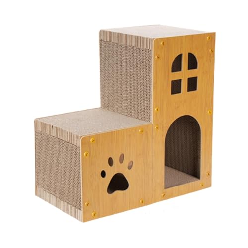 Fonowx Katzenhaus Aus Karton, Doppellagig, Kratzhöhle, Bequem, Vielseitig, Möbelschutz für Kätzchen, Wohnzimmer, Terrasse, 45cm Fonowx Katzenhaus Aus Karton, Doppellagig, Kratzhöhle, Bequem, Vielseitig, Möbelschutz für Kätzchen, Wohnzimmer, Terrasse, 45cm von Fonowx