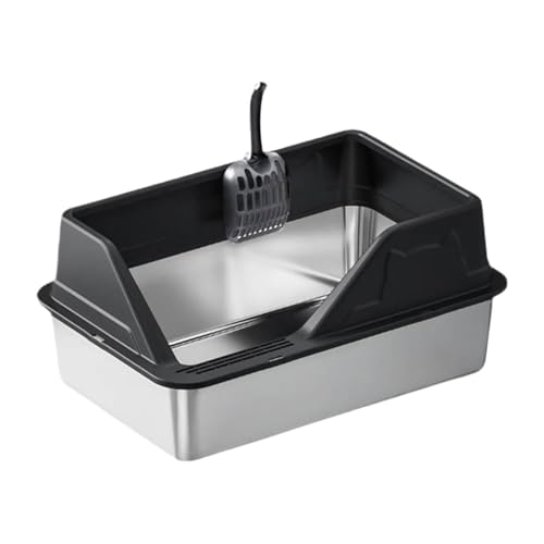 Fonowx Katzentoilette mit Hohem Rand Und Schaufel, Metallrahmen für Die Tierpflege, Schwarz Fonowx Katzentoilette mit Hohem Rand Und Schaufel, Metallrahmen für Die Tierpflege, Schwarz von Fonowx