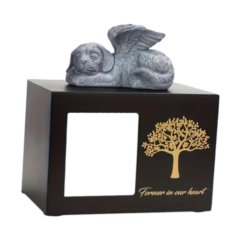 Fonowx Urne für Hunde mit Engel, Figur, Baummuster, Handgefertigt, 18 X 12,6 X 12,5 cm, Schwarz Fonowx Urne für Hunde mit Engel, Figur, Baummuster, Handgefertigt, 18 X 12,6 X 12,5 cm, Schwarz von Fonowx