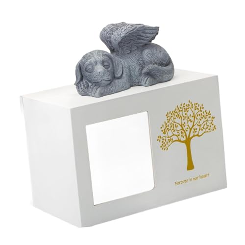 Fonowx Urne für Hunde mit Engel, Figur, Baummuster, Handgefertigt, 18 X 12,6 X 12,5 cm, Weiß Fonowx Urne für Hunde mit Engel, Figur, Baummuster, Handgefertigt, 18 X 12,6 X 12,5 cm, Weiß von Fonowx