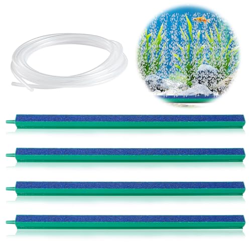 Fonyet 4 Stück Aquarium Luftstein Stab 30cm Aquarium Luftausströmer Aquarium Sauerstoffstein Sprudelstein mit 2m Chlauch für große Aquarien von Fonyet