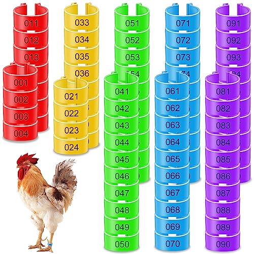 Hähnchen Beinringe 100 Stück Hühner Ringe Geflügel Fußringe Taubenringe 16 mm Bajonett Hühner Fußringe mit 5 Farben, Identifikation Bein Ringe zum Markierung für Küken Vogel Taube Papagei Wachtel von Fonyet