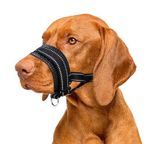 Maulkorb mittlere Hunde Verstellbarer Reflektierender Nylon Maulkorb Giftköderschutz für Hund mit weicher Polsterung, Verhindert das Essen, Beißen, Kauen Und Bellen von Fonyet