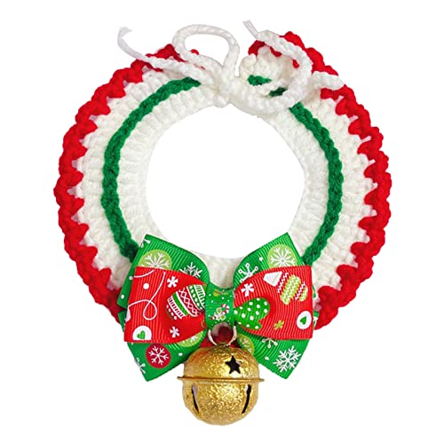 Fonzci Weihnachtshalsband für Hunde, Welpenhalsbänder mit Schleife und Glöckchen, Weihnachtshalsband für Hunde, Verstellbares Haustierhalsband, Geschenkhalsbänder für Haustiere, Partyhalsband für(C) von Fonzci