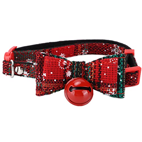 Weihnachts-Haustierhalsbänder, Personalisierte Süße Fliege, Katzenhalsband mit Glöckchen, Weihnachtsdekoration für Katzen, Hunde, Kleine Haustiere(S-A) von Fonzci