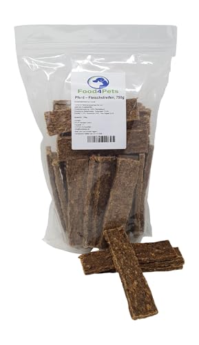 Food4Pets Pferdefleischstreifen 750g – Natürliche Hundeleckerli, getreidefreie Kaustreifen für Hunde zur Zahnpflege und als Belohnung von Food4Pets