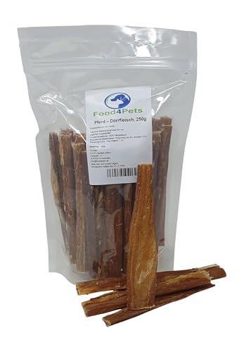 Food4Pets Pferde Dörrfleisch 250g – Schonend Getrockneter Kausnack für Hunde, Ideal für Allergiker von Food4Pets