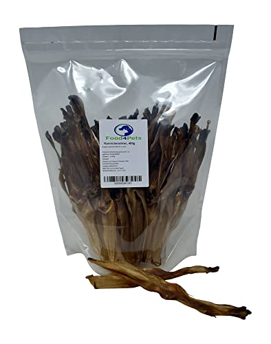 Food4Pets Kaninchenohren Hundeleckerli 400g - Kauohren für Hunde im wiederverschliessbaren Beutel von Food4Pets