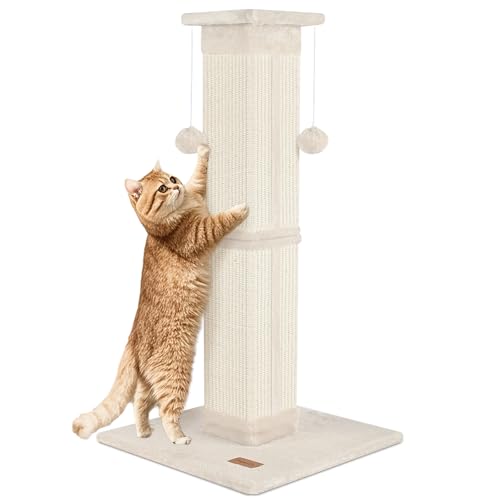 Fopetfy Katzenkratzbaum 83,8 cm für Indoor Katzen, Hoher Katzenkratzbaum Beige von Fopetfy