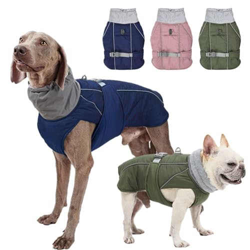 Foreng Hunde-Winterjacke, Mantel, Kleidung für mittelgroße und kleine Hunde, weich, für den Innenbereich, wasserdicht, winddicht, kaltes Wetter, Mäntel (Größe XXL, Blau) von Foreng