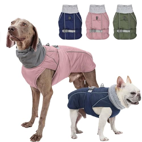 Foreng Hunde-Wintermantel, wasserdicht, warm, reflektierend, für kaltes Wetter, Hundeweste für große und mittelgroße Hunde, winddicht, für den Außenbereich (Größe M, Rosa) von Foreng