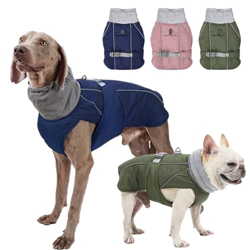 Foreng Hunde-Winterjacke, Mantel für mittelgroße und kleine Hunde, weich, für den Innenbereich, wasserdicht, winddicht, kaltes Wetter (groß, blau) von Foreng
