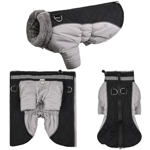 Foreng Warmer Hundemantel, reflektierend, Fleece-Weste, Kragen, Winterjacke, wasserdicht, winddicht, mit verstellbarer Schnalle, für mittelgroße und große Hunde von Foreng