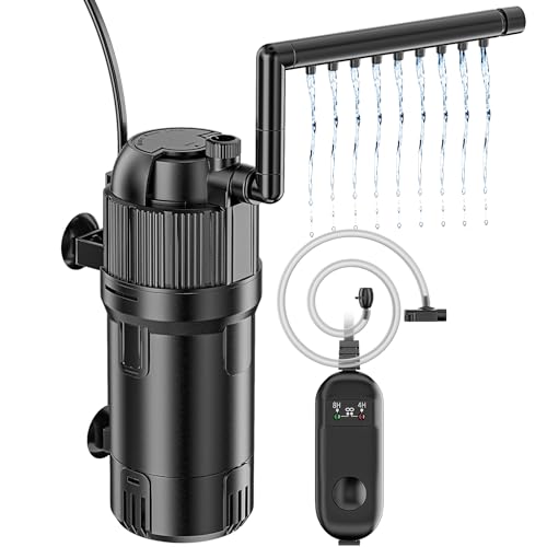 Forever Speed 5-in-1 Aquarium Innenfilter mit UVC Klärer 3 Watt, Aquarium Filter Pumpe inkl Einstellbarer Durchfluss 400L/h für 40-120L Aquarien von Forever Speed