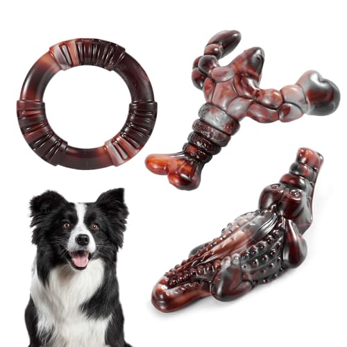 Hundespielzeug für aggressive Kauer, unzerstörbares Kauspielzeug, Hundeknochen, Nylabone, robust (Bacon) von Forfunyou