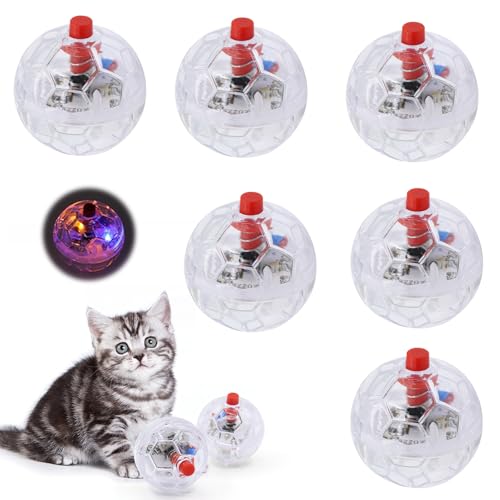 6 PCS Katzenkugel Bewegung Bälle,Katzenspielzeug Geisterjagd-Bewegungsbälle,Katzenball mit LED Licht,LED Interaktives Katzenspielzeug Ball,Berührungsaktiviert, Blinkend,für Katzensport, Spielen von Forhome