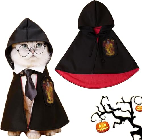 Halloween Kostüm Umhang für Katze, Haustier Cosplay Grüne Kleidung Lustig Katzen Kostüm Kleiner Hundekostüm Werwandlungskostüm für Party Dekoration Weihnachten Geschenk (S) von Forhome