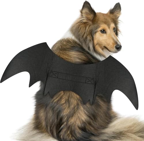 Haustier Fledermausflügel,Halloween Hund Kostüm,Hund Bat Wings Kostüm,Hund Katze Vampir Fledermaus Flügel Kostüme Cosplay Hundekostüm Katzenkostüm für Party,Haustiere Cosplay-Kostüm(M,Schwarz) von Forhome