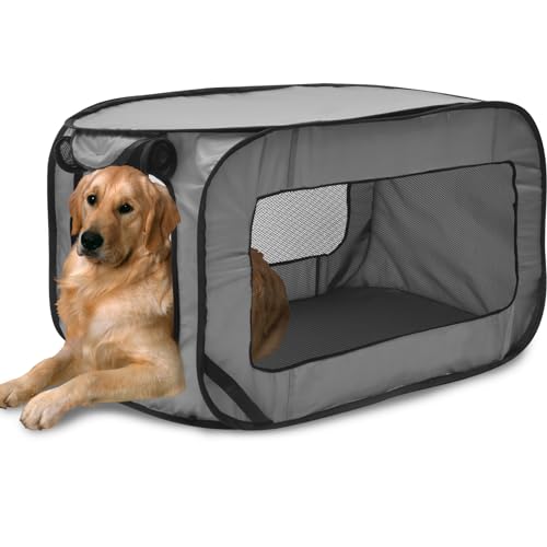 Foribyw Hunde-Reisebox, faltbar, Pop-Up-Hundebox mit Aufbewahrungstasche, 93 x 52 x 52 cm, Reise-Haustiersitz, Hundehütte, tragbar, kleine kiste, Spielzelt, Käfig für kleine und mittelgroße Hunde von Foribyw