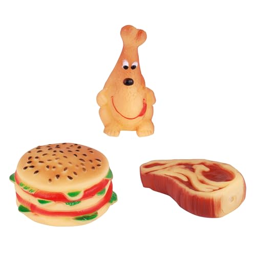 Fornord Urban Living Dogi Hundespielzeug aus Vinyl, 3 Designs, Hamburger, Cotelette und Huhn von Fornord