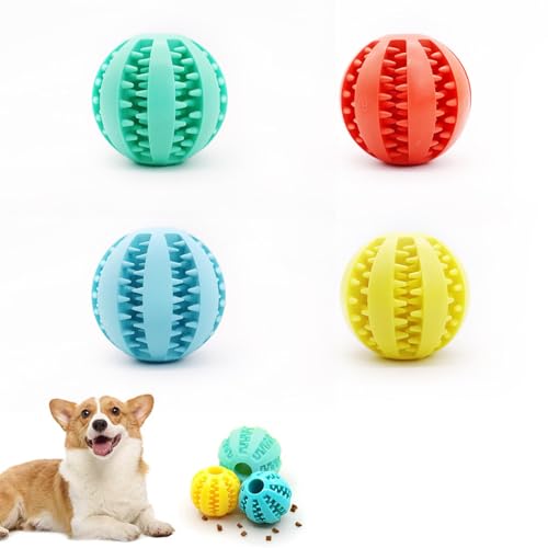 Forreen Hundeball Unzerstörbar, 4 Stück 6cm Hundespielzeug Ball Naturkautschuk Dauerhaftes Hundespielzeug Intelligenz Ball für Mittelgroße, Kleine Hunde von Forreen