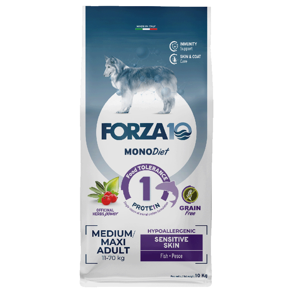 Forza 10 Mono Diet Medium & Large Sensitive Skin mit Fisch - Sparpaket: 2 x 10 kg von Forza10 Diet Dog