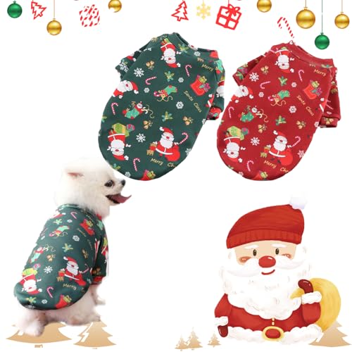 Fosoloni Weihnachten Hund,Hunde Weihnachtspullover, Weihnachtspullover Hunde 2Stück Größe Hundepullover mit Katze Weihnachten Kleidung für den Winter warm für Weihnachten Haustierkostüme von Fosoloni