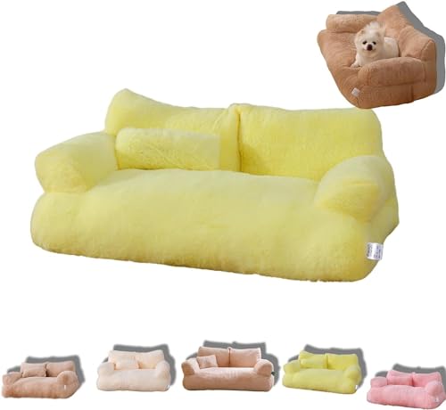 Hundebett cord Beruhigendes Haustiersofa, beruhigendes Hundebett, Plüsch-Haustiersofa, beruhigendes Haustiersofa, flauschiges Plüsch-Haustiersofa, abnehmbares waschbares Haustiersofa, for mittelgroße von FouncY