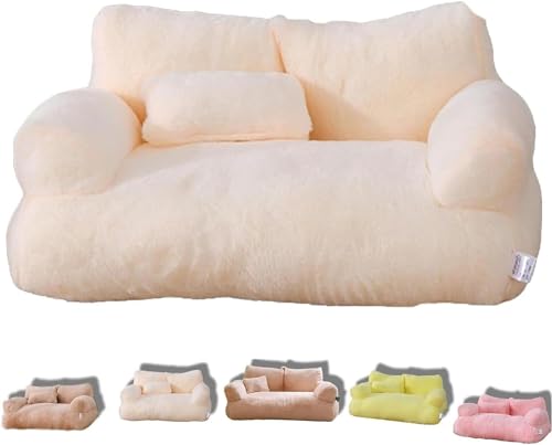 Hundebett cord Beruhigendes Haustiersofa, beruhigendes Hundebett, flauschiges Plüsch-Haustiersofa, waschbare Katzenbetten for mittelgroße kleine Hunde, weiche, beruhigende Katzensofabetten for Hauskat von FouncY