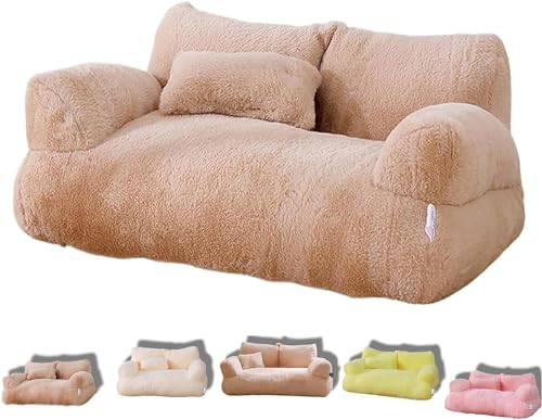 Hundebett cord Beruhigendes Haustiersofa, beruhigendes Hundebett, flauschiges Plüsch-Haustiersofa, waschbare Katzenbetten for mittelgroße kleine Hunde, weiche, beruhigende Katzensofabetten for Hauskat von FouncY