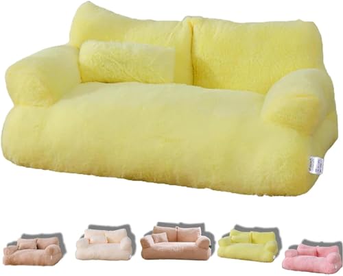 Hundebett cord Beruhigendes Haustiersofa, beruhigendes Hundebett, flauschiges Plüsch-Haustiersofa, waschbare Katzenbetten for mittelgroße kleine Hunde, weiche, beruhigende Katzensofabetten for Hauskat von FouncY