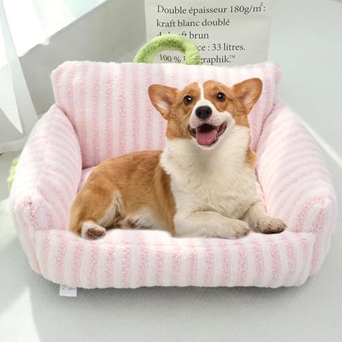 Hundebett cord Haustier-Couchbett, niedliches Katzen-Hunde-Sofabett, waschbares Haustier-Couchbett, flauschiges Katzensofa, atmungsaktives, weiches, beruhigendes Schlafbett for mittelgroße kleine Hund von FouncY