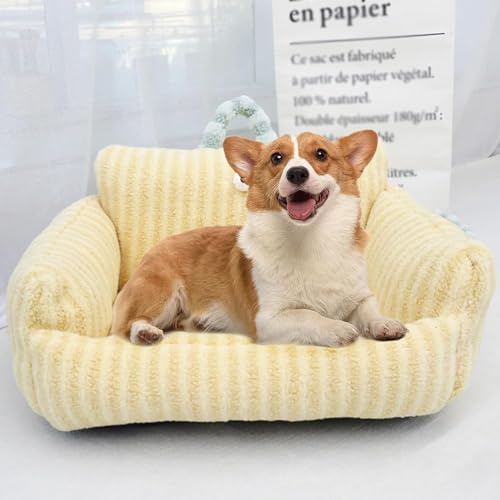 Hundebett cord Haustier-Couchbett, niedliches Katzen-Hunde-Sofabett, waschbares Haustier-Couchbett, flauschiges Katzensofa, atmungsaktives, weiches, beruhigendes Schlafbett for mittelgroße kleine Hund von FouncY