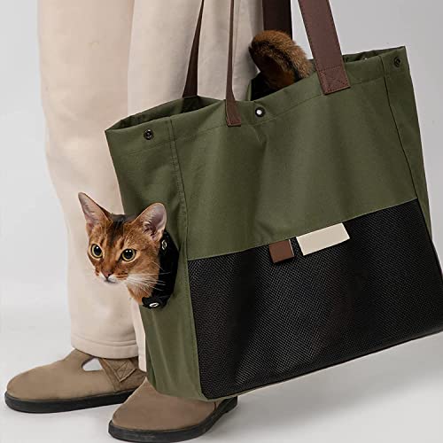 Hundetragetasche, Haustiertragetasche, faltbare wasserdichte Premium-PU-Leder-Oxford-Stoff-Hundegeldbörse, tragbare Taschentragetasche for kleine bis mittelgroße Katzen und kleine Hunde, Airline-zugel von FouncY