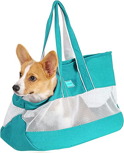 Kleiner Hunde-, Katzen-, Welpen-, Kätzchen-Geldbörsenträger, belüftete, atmungsaktive Haustier-Reisehandtasche, multifunktionale Haustier-Tragetasche for U-Bahn/Einkaufen/Wandern/Reisen(Green) von FouncY