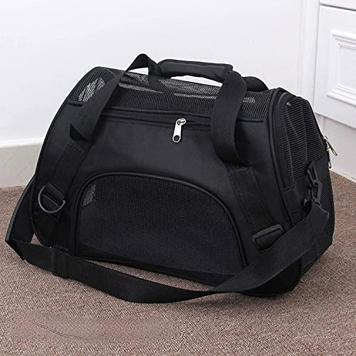 Reisetasche for Haustiere, Hunde und Katzen, geeignet for kleine und mittelgroße Kätzchen, Welpen, atmungsaktive Netztasche, tragbare Umhängetasche(Black,L) von FouncY