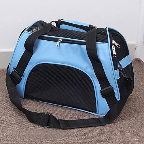 Reisetasche for Haustiere, Hunde und Katzen, geeignet for kleine und mittelgroße Kätzchen, Welpen, atmungsaktive Netztasche, tragbare Umhängetasche(Blue,L) von FouncY