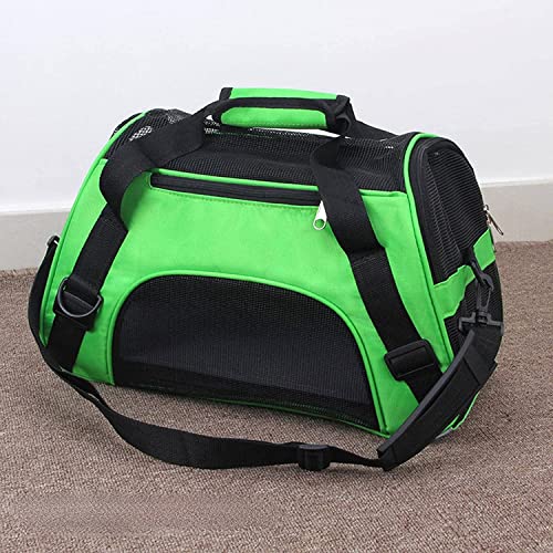 Reisetasche for Haustiere, Hunde und Katzen, geeignet for kleine und mittelgroße Kätzchen, Welpen, atmungsaktive Netztasche, tragbare Umhängetasche(Green,M) von FouncY