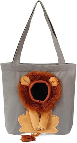 Weiche Haustiertragetasche im Löwen-Design, tragbar, atmungsaktiv, for Katzen, Hunde, Tragetaschen for ausgehende Reisen, Haustiere, Handtasche(Dark Gray) von FouncY